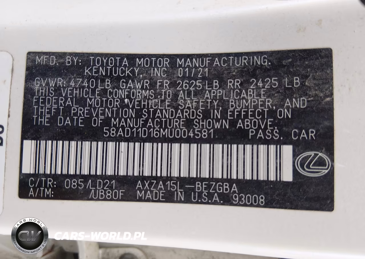 2021 Lexus Es 250 VIN:58AD11D16MU004581 - 9