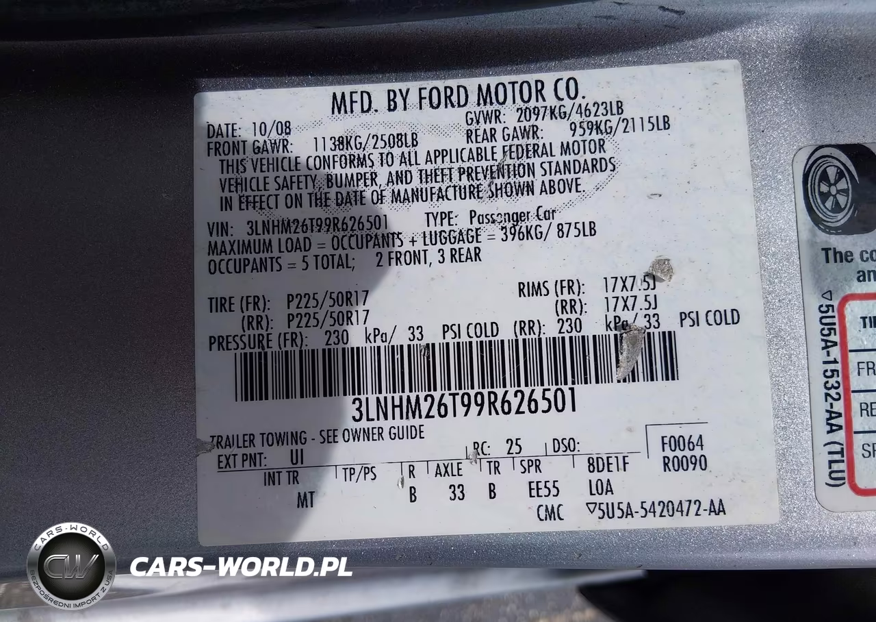 2009 Lincoln Mkz VIN:3LNHM26T99R626501 - 9