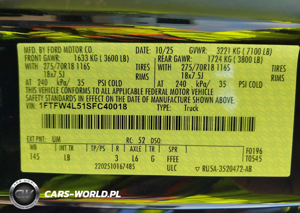 2025 Ford F-150 Tremor VIN:1FTFW4L51SFC40018 - 9