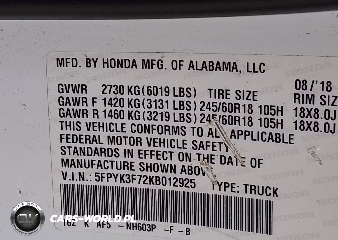 2019 Honda Ridgeline Rtl-E VIN:5FPYK3F72KB012925 - 9