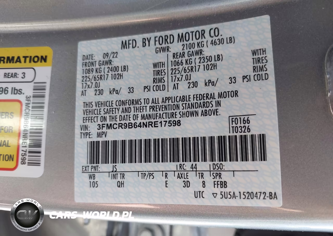 2022 Ford Bronco Sport Big Bend VIN:3FMCR9B64NRE17598 - 9