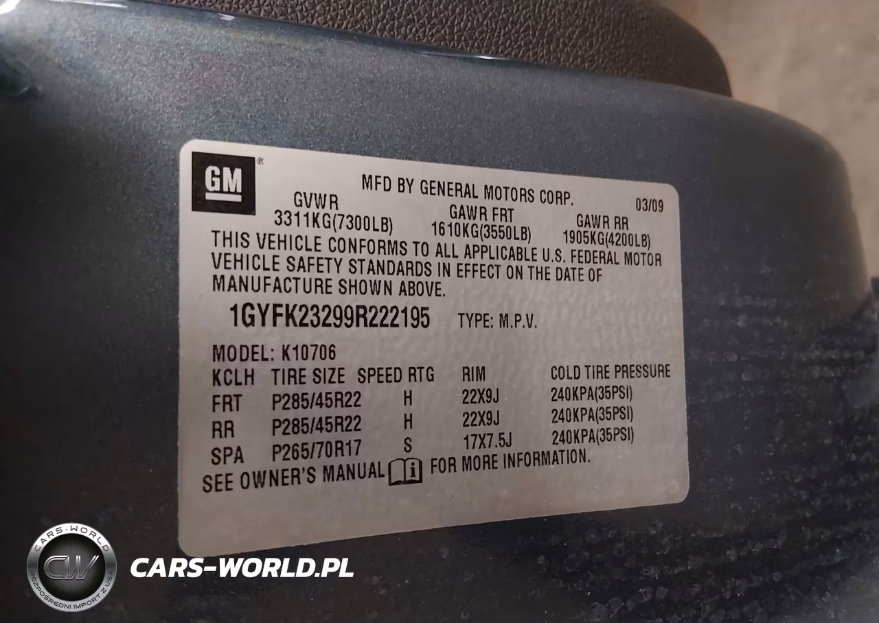 2009 Cadillac Escalade Standard VIN:1GYFK23299R222195 - 9