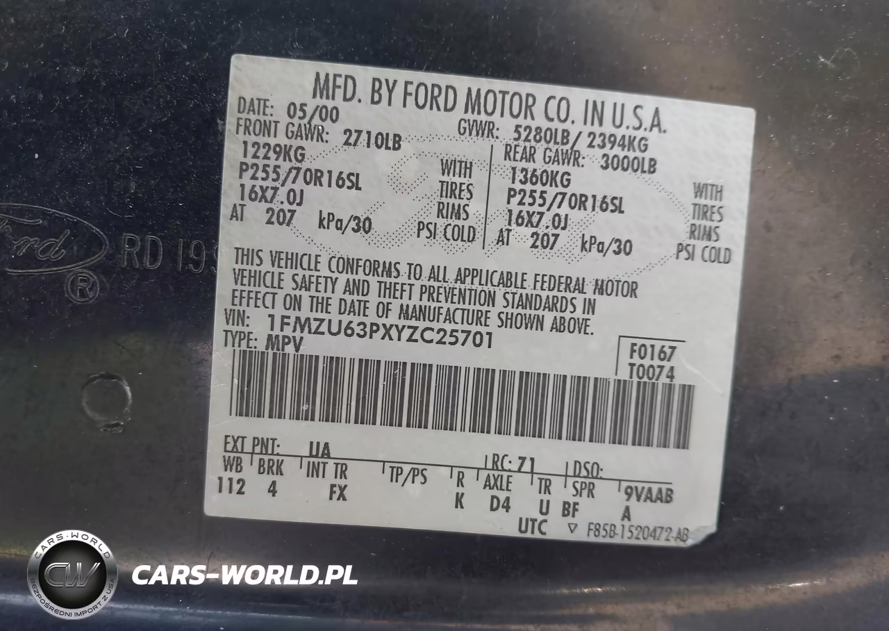 2000 Ford Explorer Xlt VIN:1FMZU63PXYZC25701 - 9