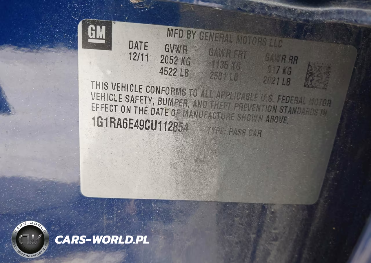 2012 Chevrolet Volt VIN:1G1RA6E49CU112854 - 9