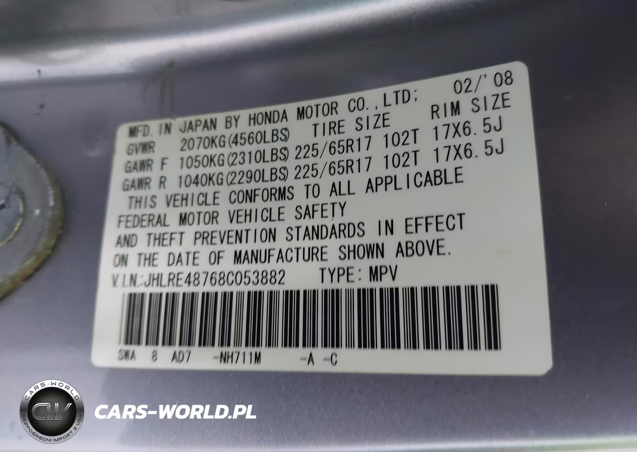 2008 Honda Cr-V Ex-L VIN:JHLRE48768C053882 - 9