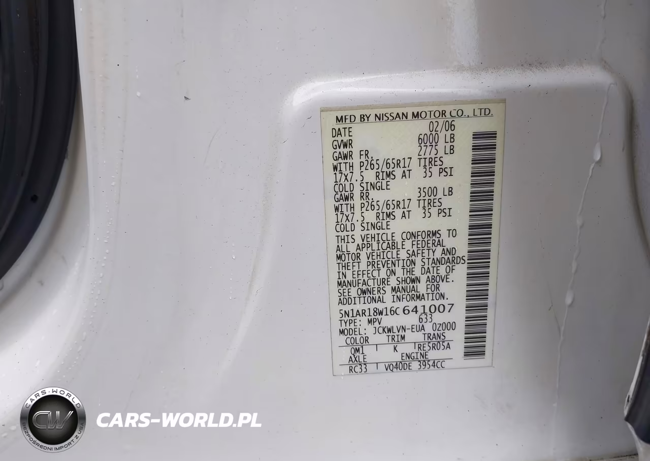 2006 Nissan Pathfinder Le VIN:5N1AR18W16C641007 - 9