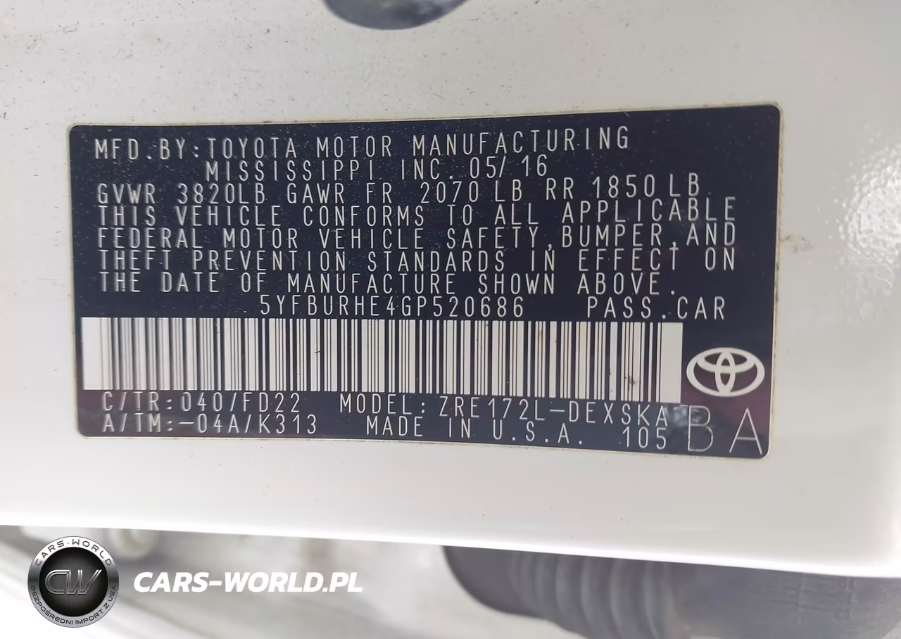 2016 Toyota Corolla S Plus VIN:5YFBURHE4GP520686 - 9