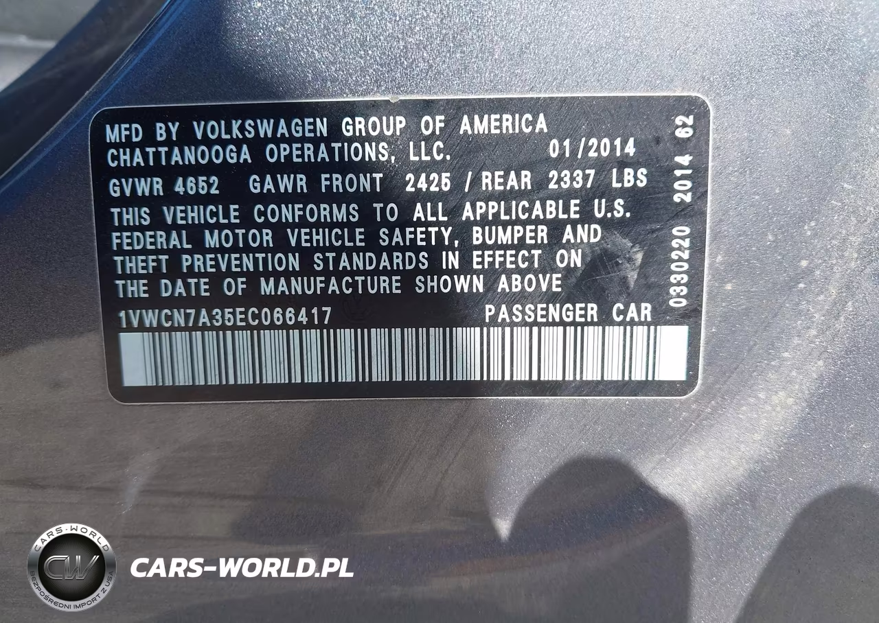 2014 Volkswagen Passat 2.0L Tdi Sel Premium VIN:1VWCN7A35EC066417 - 9