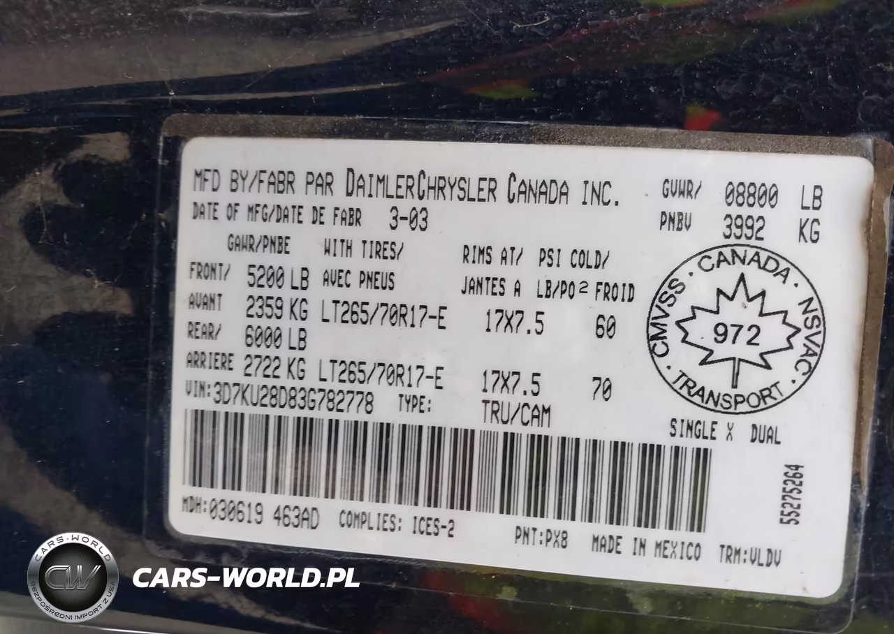 2003 Dodge Ram 2500 Slt-Laramie-St VIN:3D7KU28D83G782778 - 9