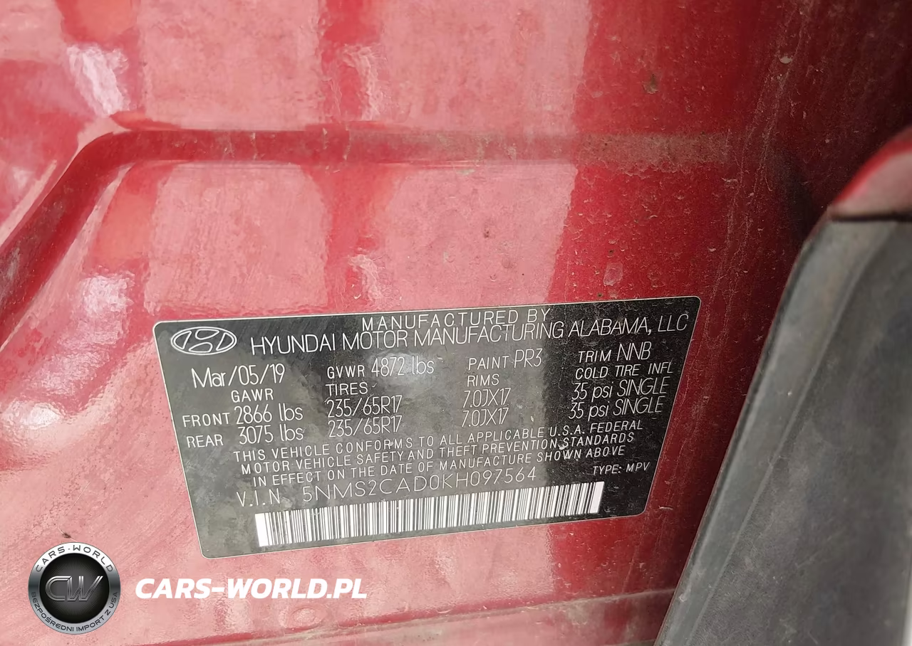 2019 Hyundai Santa Fe Se VIN:5NMS2CAD0KH097564 - 9