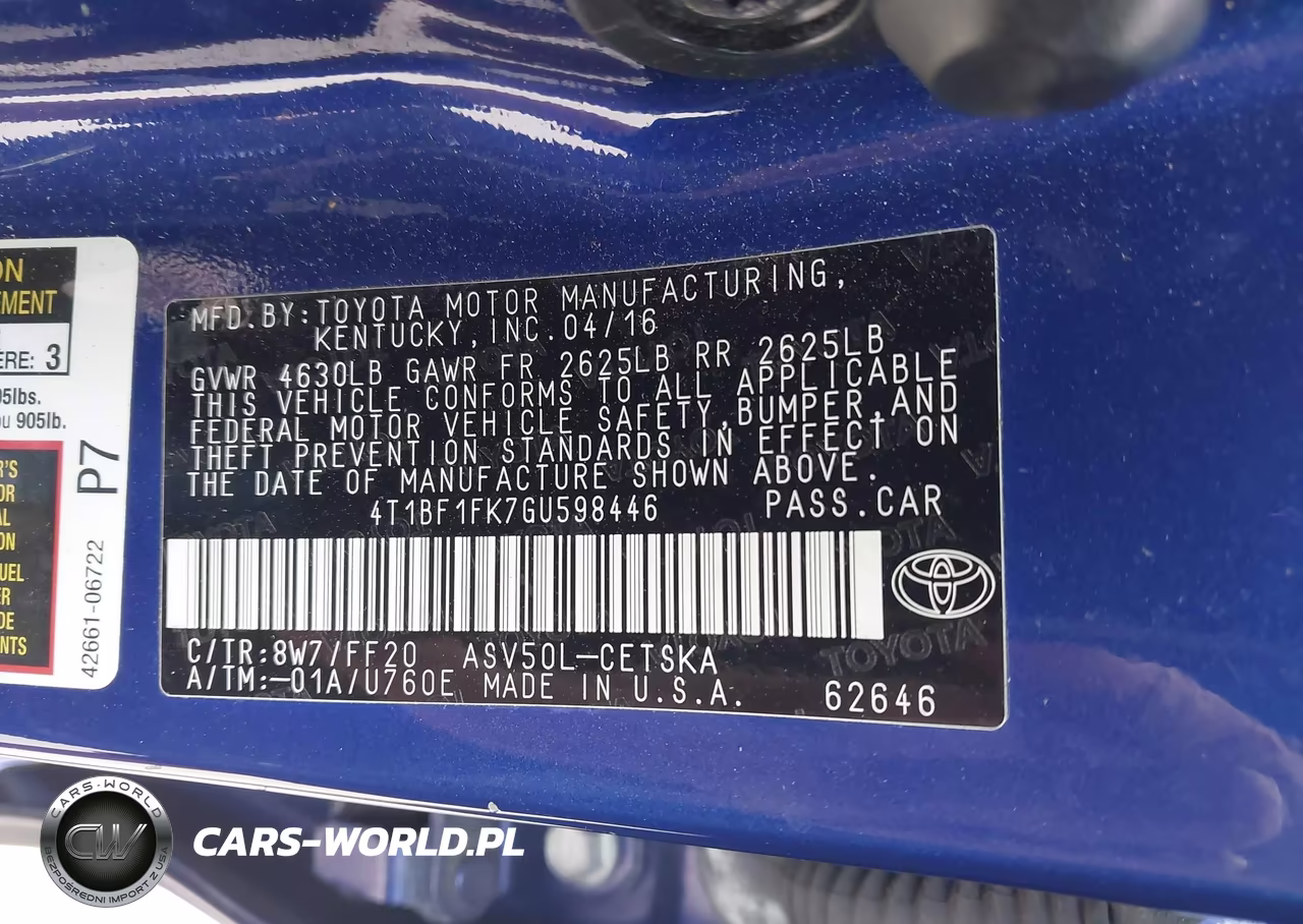 2016 Toyota Camry Se VIN:4T1BF1FK7GU598446 - 9