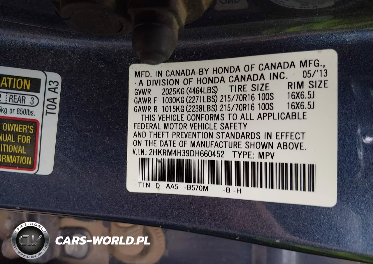 2013 Honda Cr-V Lx VIN:2HKRM4H39DH660452 - 9