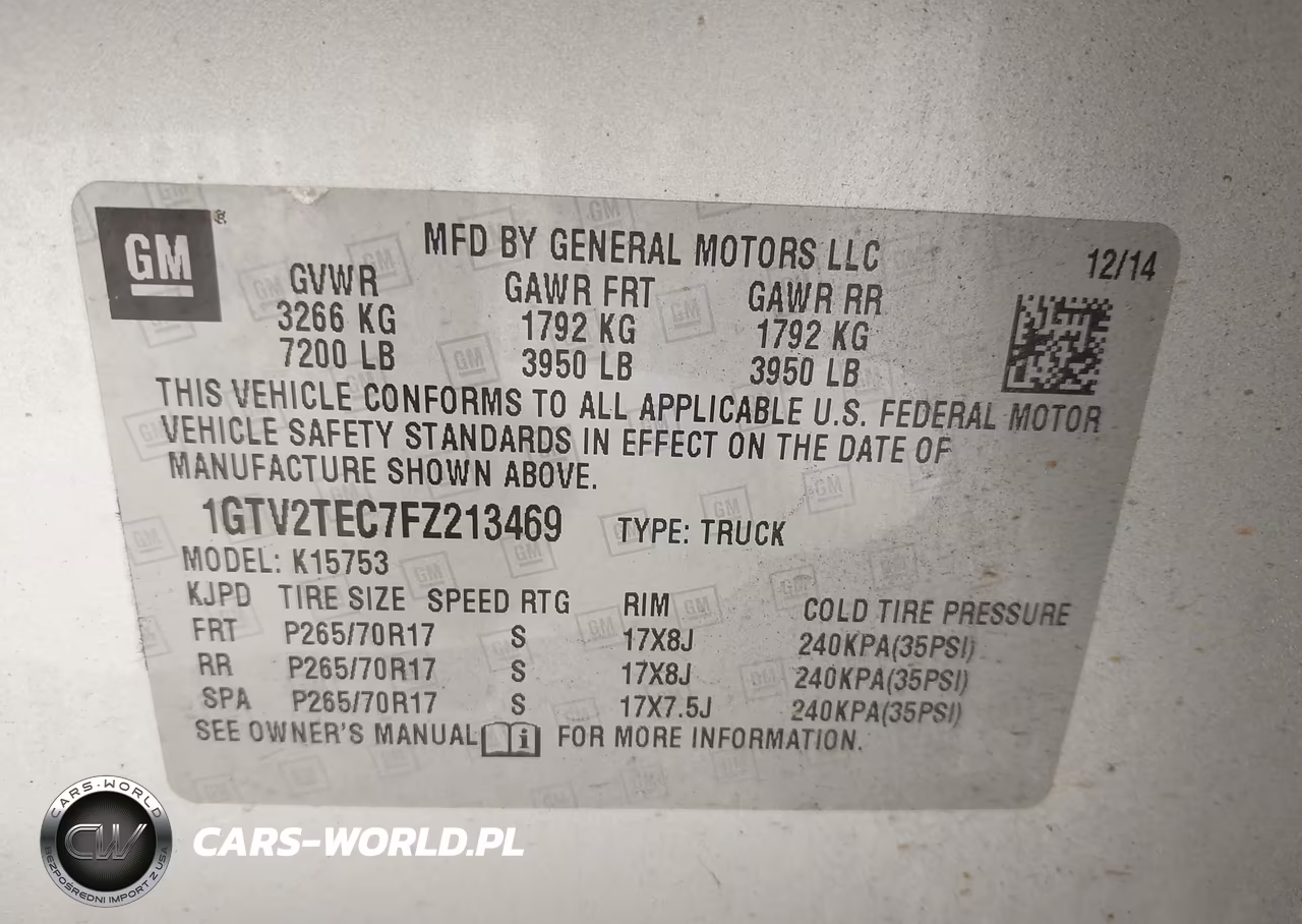 2015 GMC Sierra 1500 VIN:1GTV2TEC7FZ213469 - 9