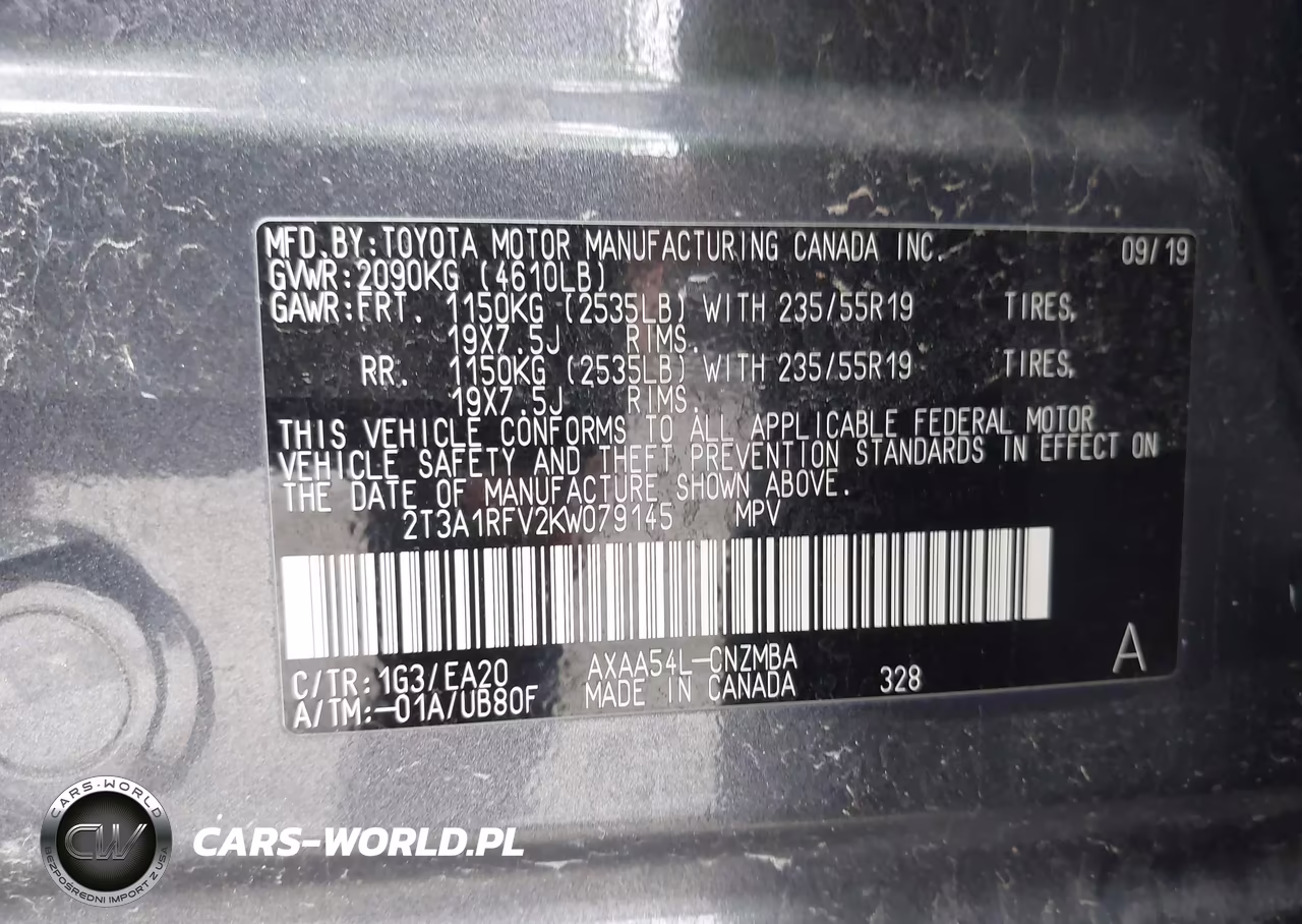 2019 Toyota Rav4 Xle Premium VIN:2T3A1RFV2KW079145 - 9