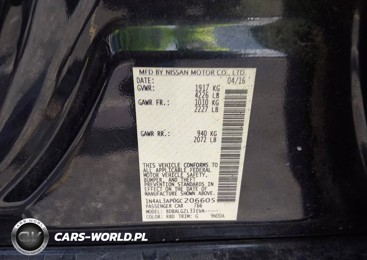 2016 Nissan Altima 2.5-2.5 S-2.5 Sl-2.5 Sr-2.5 Sv VIN:1N4AL3AP0GC206605 - 9