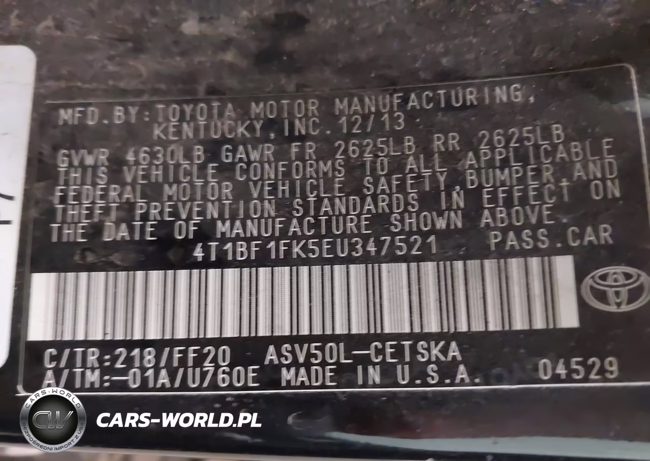 2014 Toyota Camry Se VIN:4T1BF1FK5EU347521 - 9