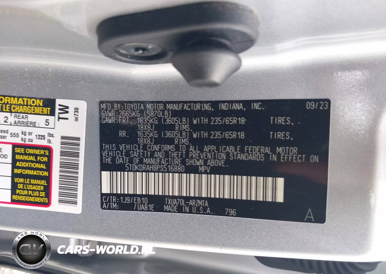 2023 Toyota Highlander Xle VIN:5TDKDRAH8PS516880 - 9