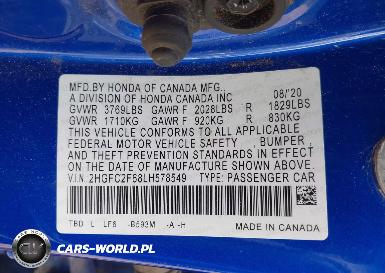 2020 Honda Civic Lx VIN:2HGFC2F68LH578549 - 9