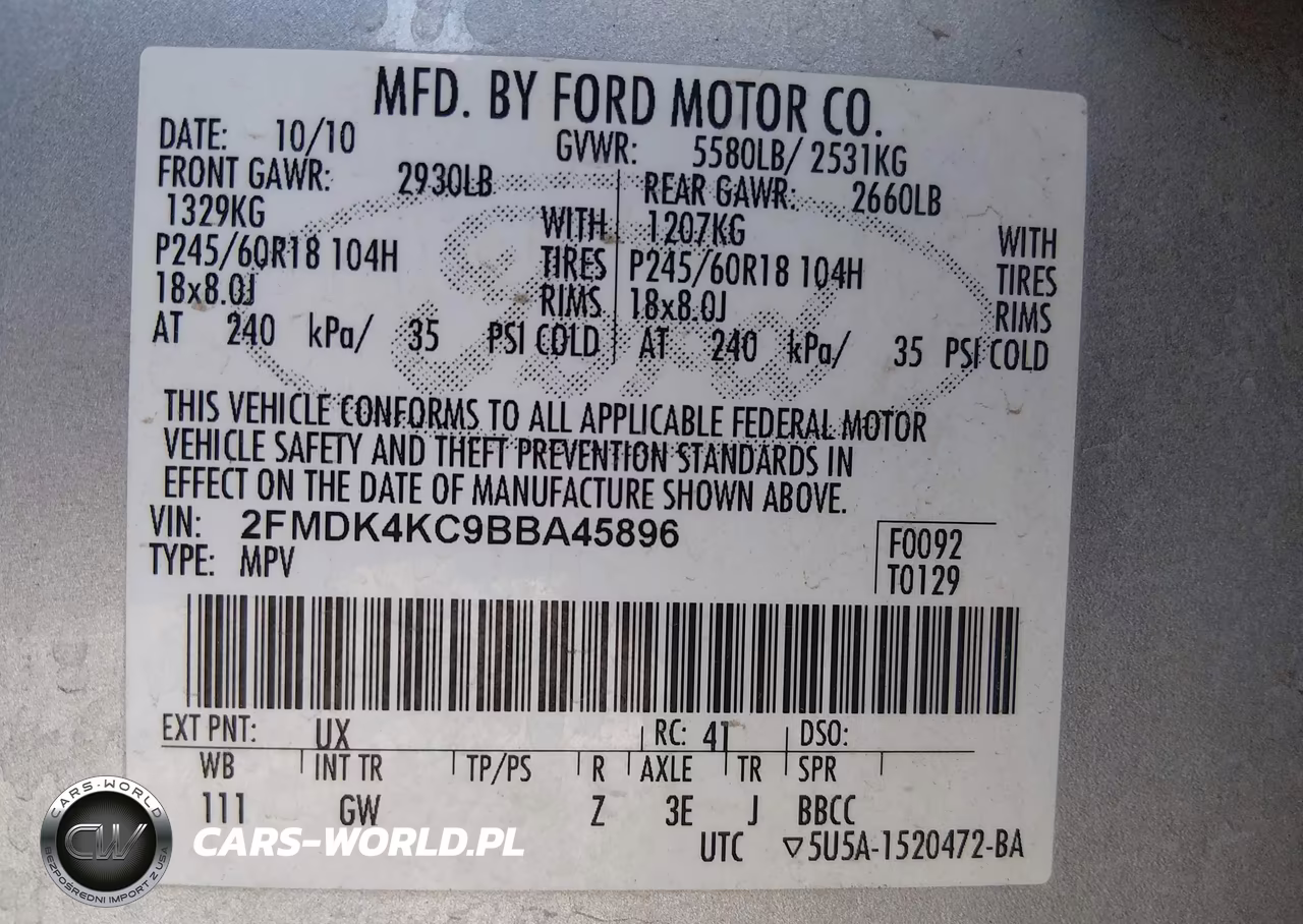 2011 Ford Edge Limited VIN:2FMDK4KC9BBA45896 - 9