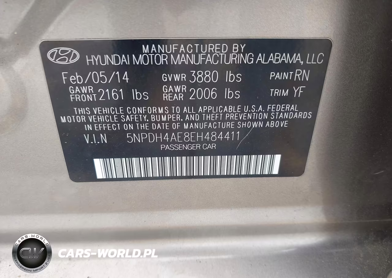 2014 Hyundai Elantra Se VIN:5NPDH4AE8EH484411 - 9