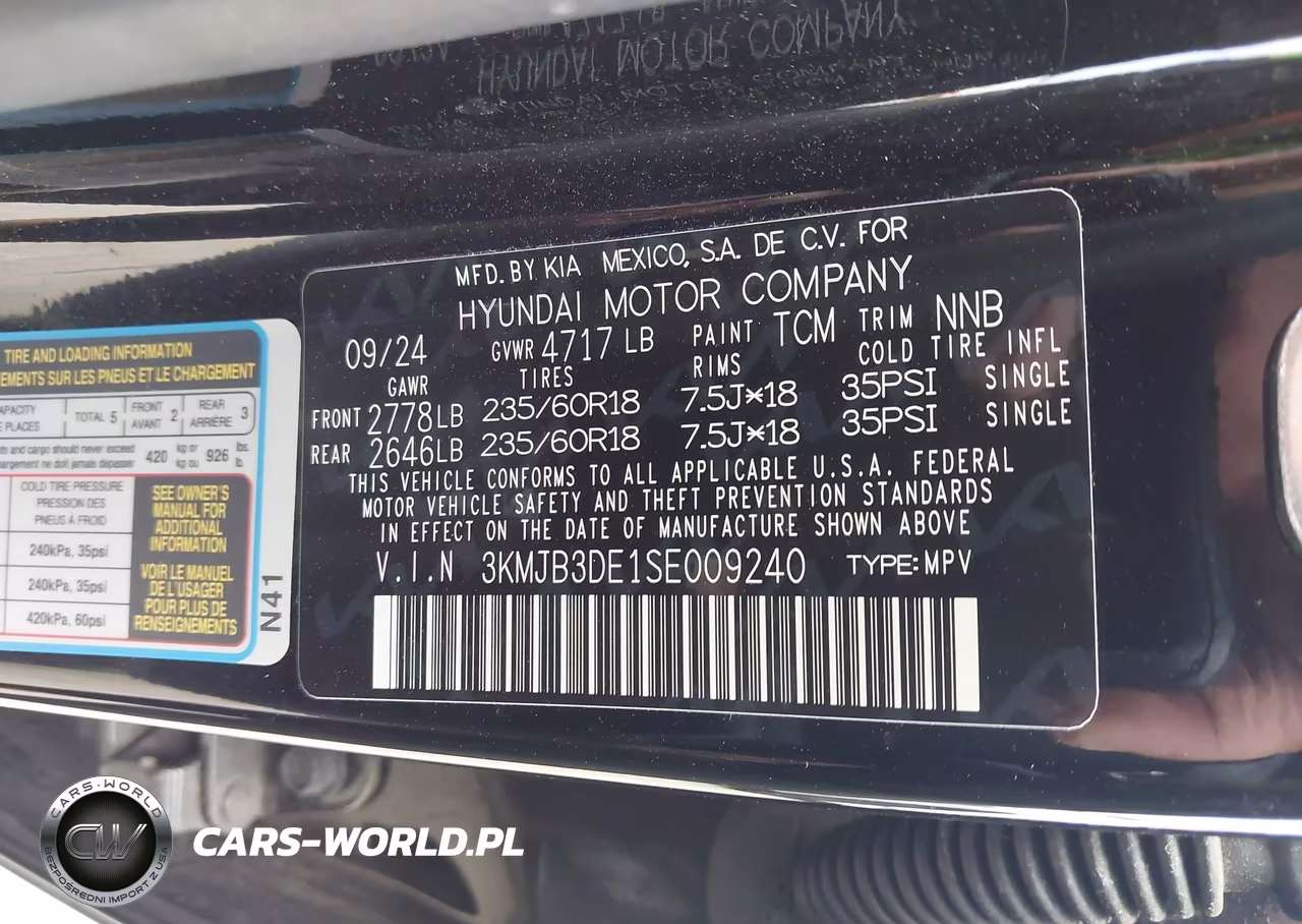 2025 Hyundai Tucson Sel VIN:3KMJB3DE1SE009240 - 9