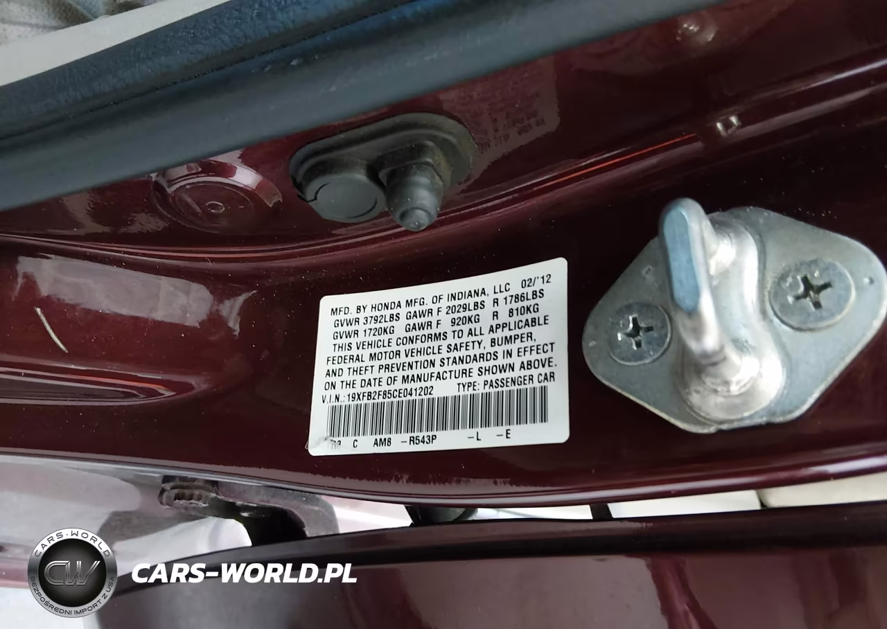 2012 Honda Civic Ex VIN:19XFB2F85CE041202 - 9