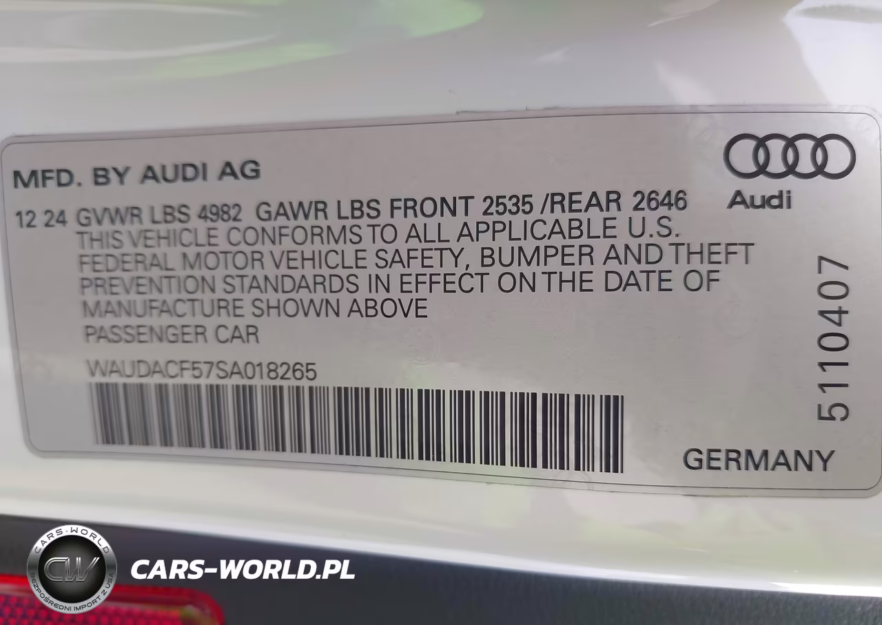 2025 Audi A5 Sportback Premium 45 Tfsi S Line Quattro S Tronic VIN:WAUDACF57SA018265 - 9