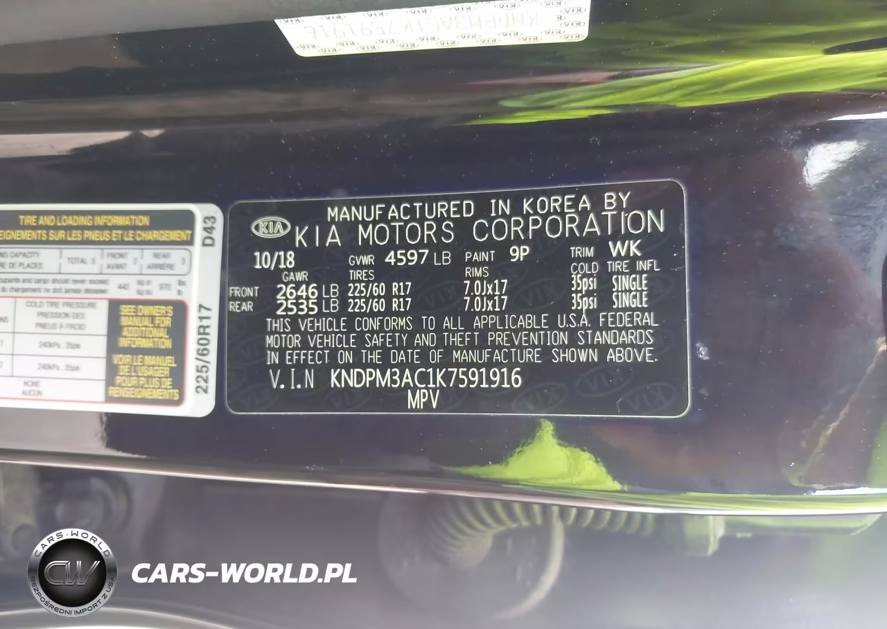 2019 Kia Sportage Lx VIN:KNDPM3AC1K7591916 - 9
