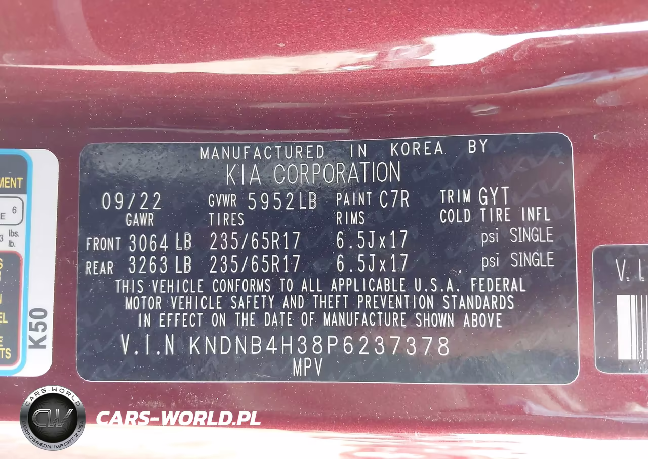 2023 Kia Carnival Mpv Lx Seat Package VIN:KNDNB4H38P6237378 - 9