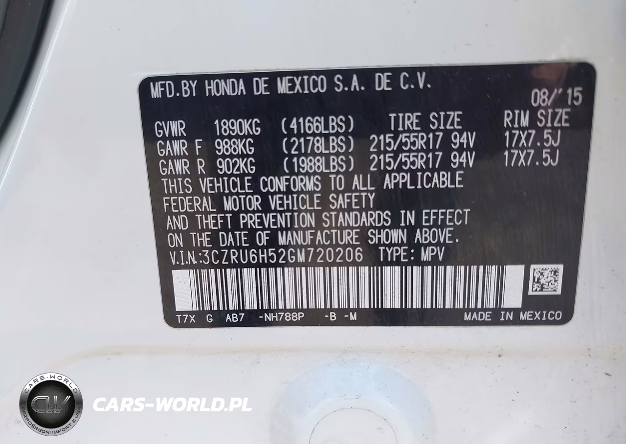 2016 Honda Hr-V Ex VIN:3CZRU6H52GM720206 - 9