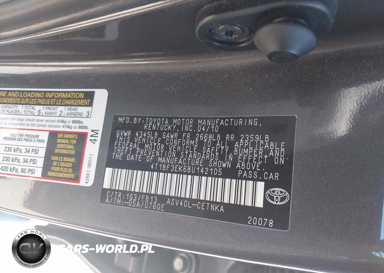 2011 Toyota Camry Le VIN:4T1BF3EK6BU142105 - 9