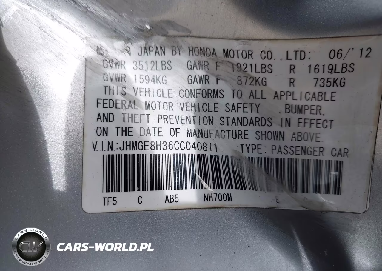 2012 Honda Fit VIN:JHMGE8H36CC040811 - 9