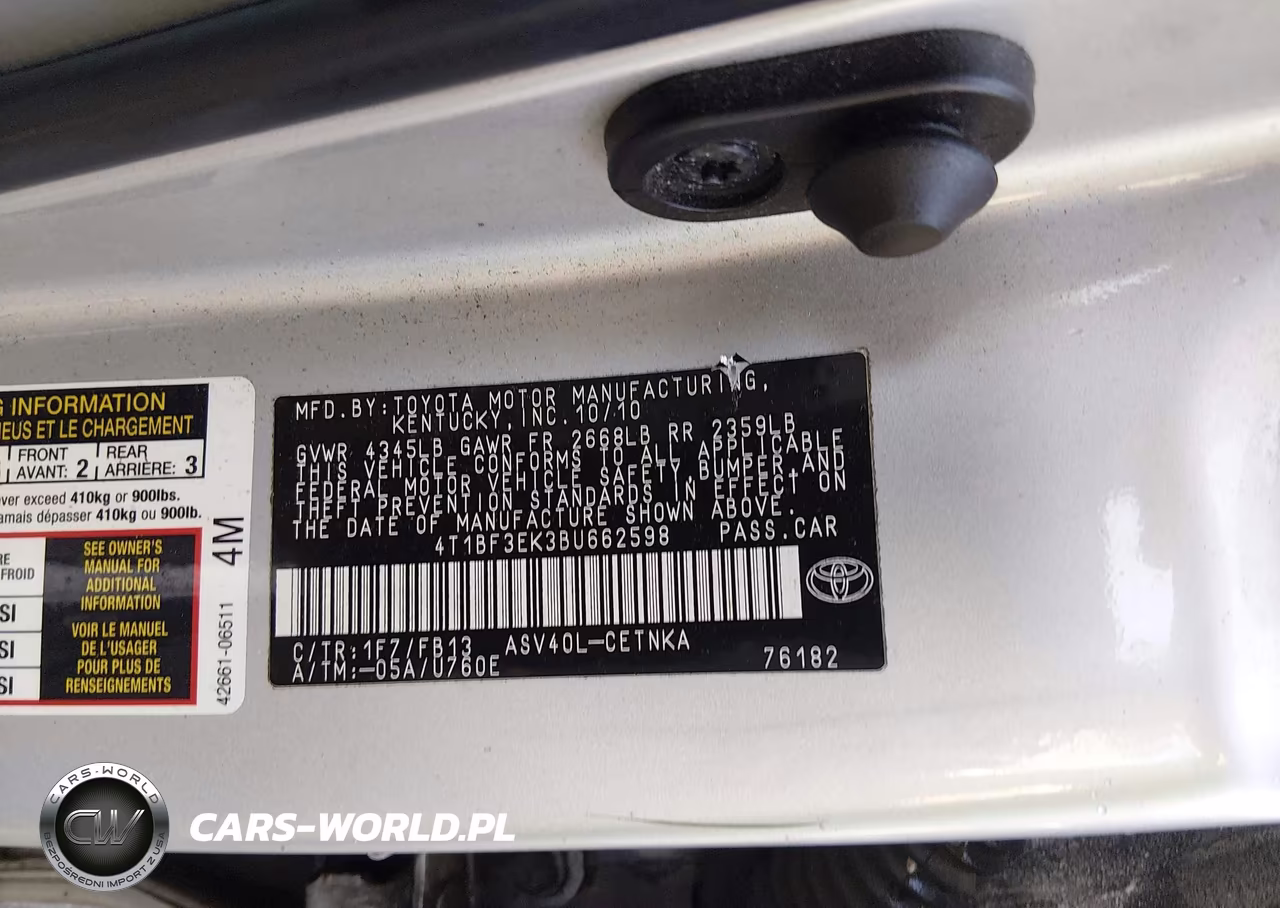 2011 Toyota Camry Le VIN:4T1BF3EK3BU662598 - 9