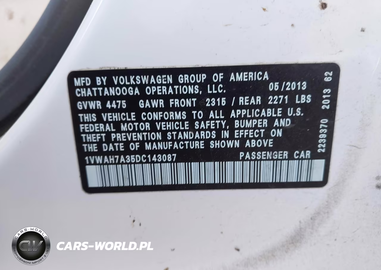 2013 Volkswagen Passat 2.5L Wolfsburg Edition VIN:1VWAH7A35DC143087 - 9