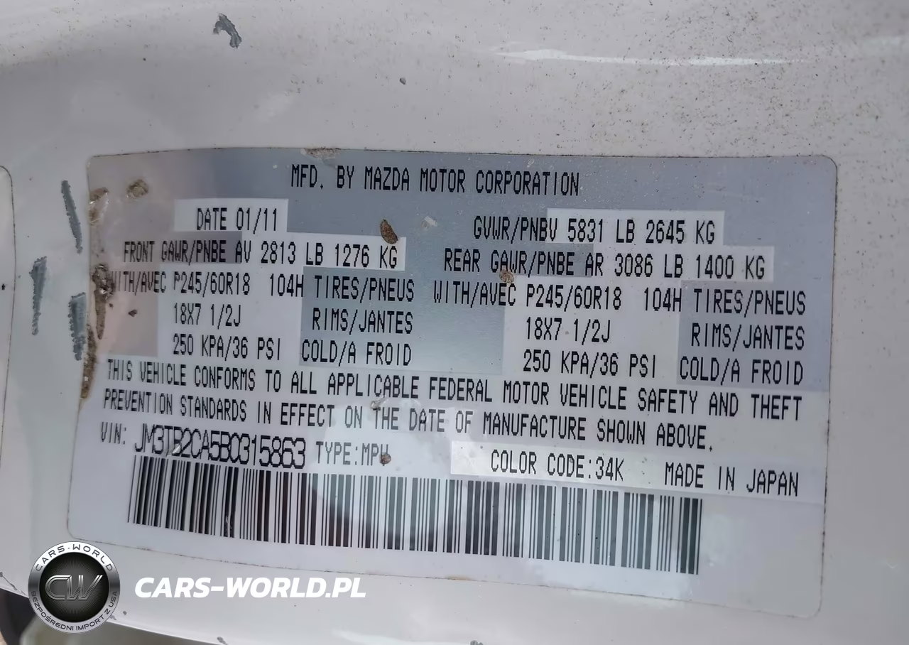 2011 Mazda Cx-9 Touring VIN:JM3TB2CA5B0315863 - 9