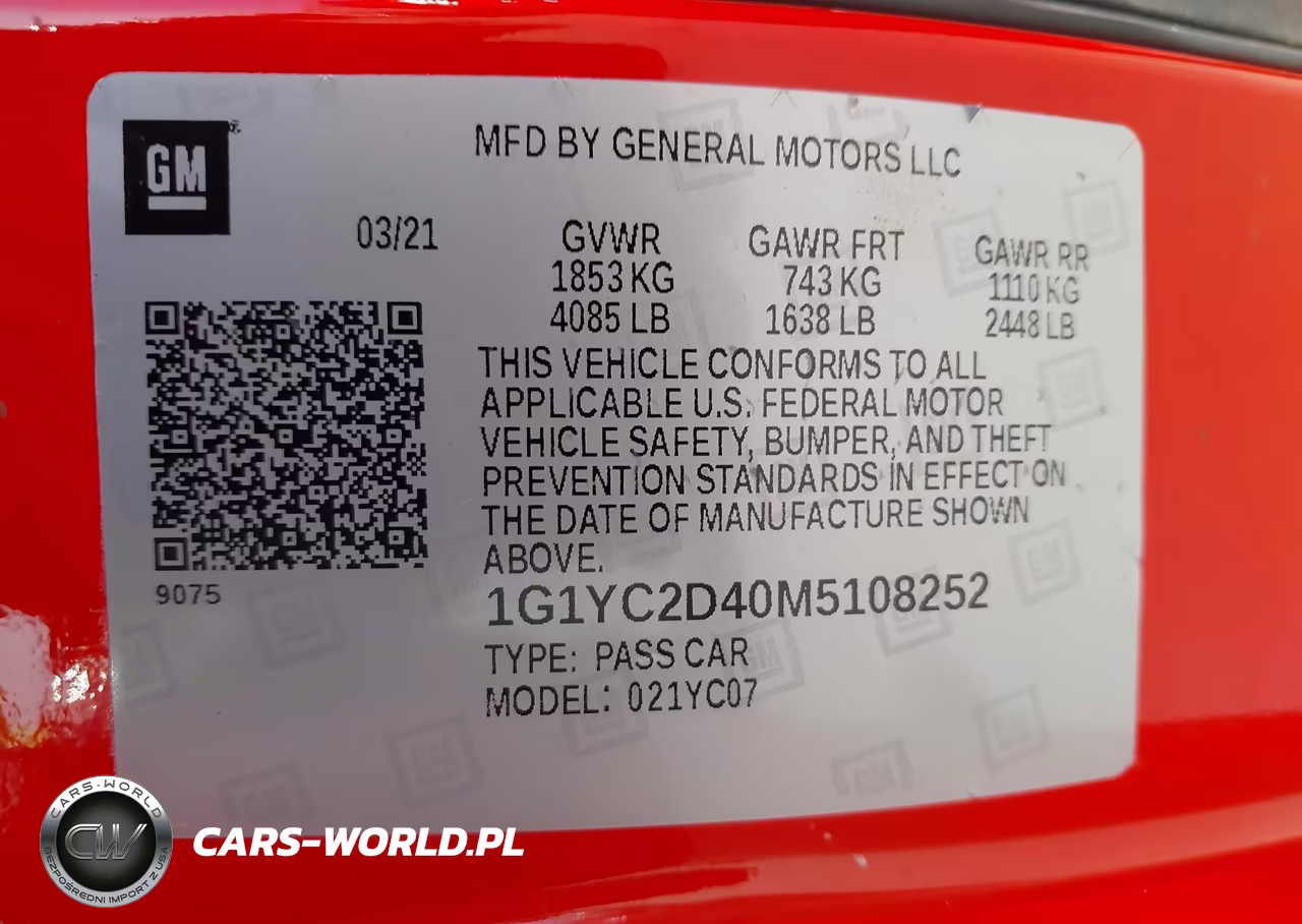 2021 Chevrolet Corvette Stingray Rwd 3Lt VIN:1G1YC2D40M5108252 - 9