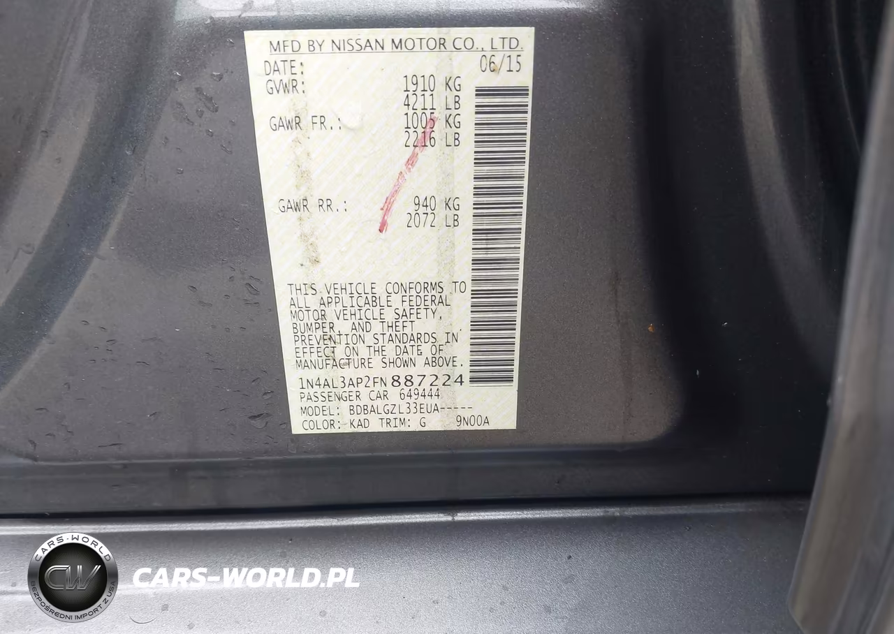 2015 Nissan Altima 2.5 S VIN:1N4AL3AP2FN887224 - 9