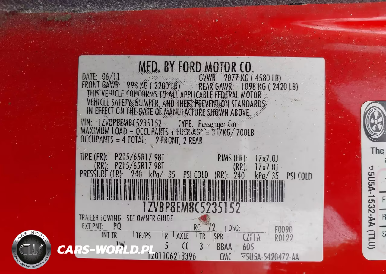 2012 Ford Mustang V6 VIN:1ZVBP8EM8C5235152 - 9