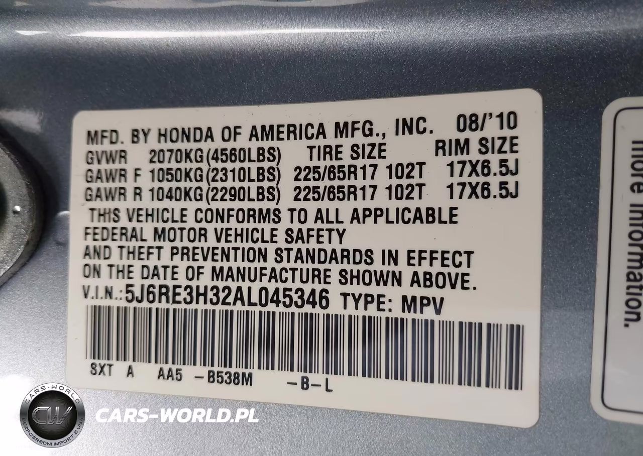2010 Honda Cr-V Lx VIN:5J6RE3H32AL045346 - 9
