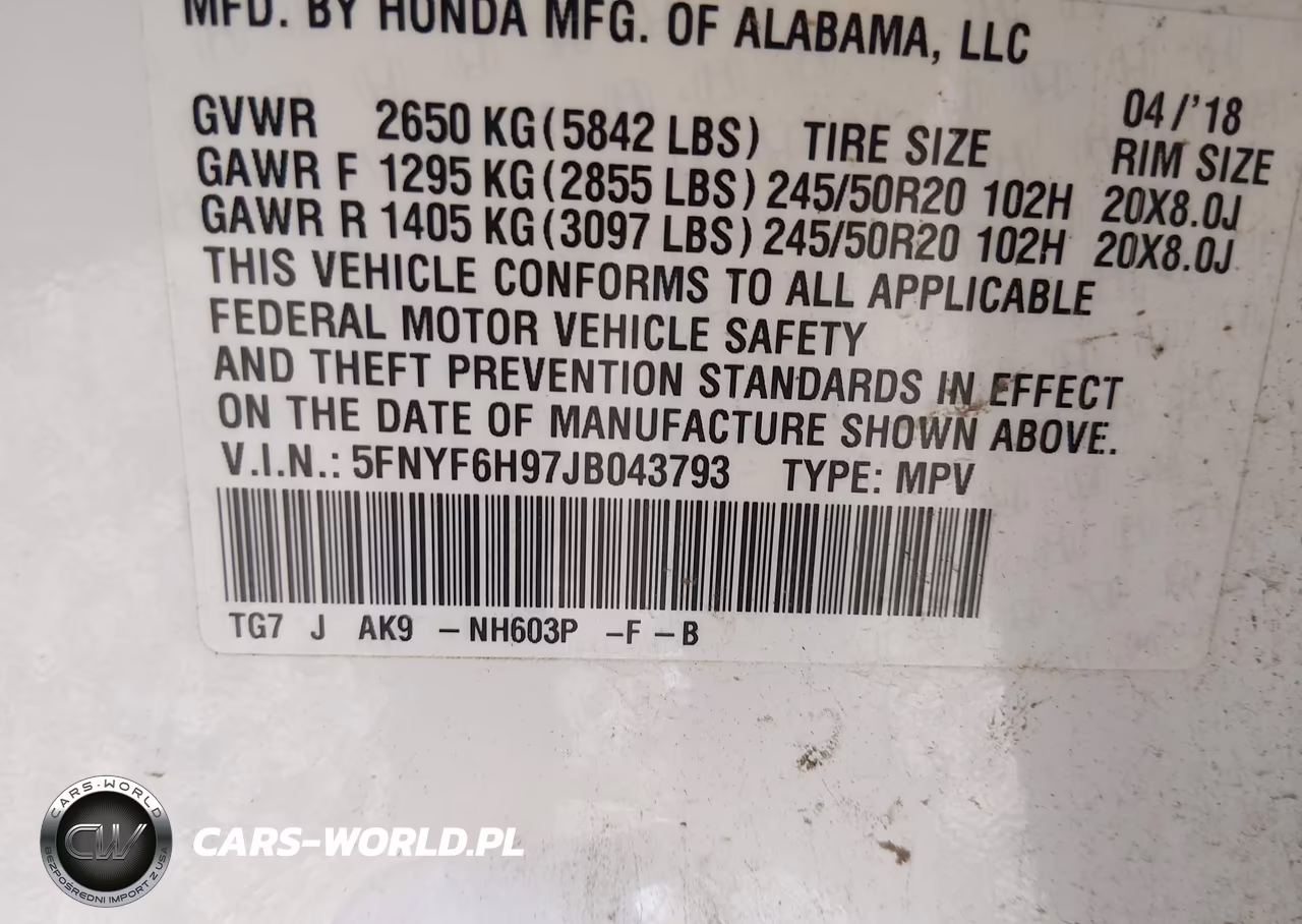 2018 Honda Pilot Touring VIN:5FNYF6H97JB043793 - 9