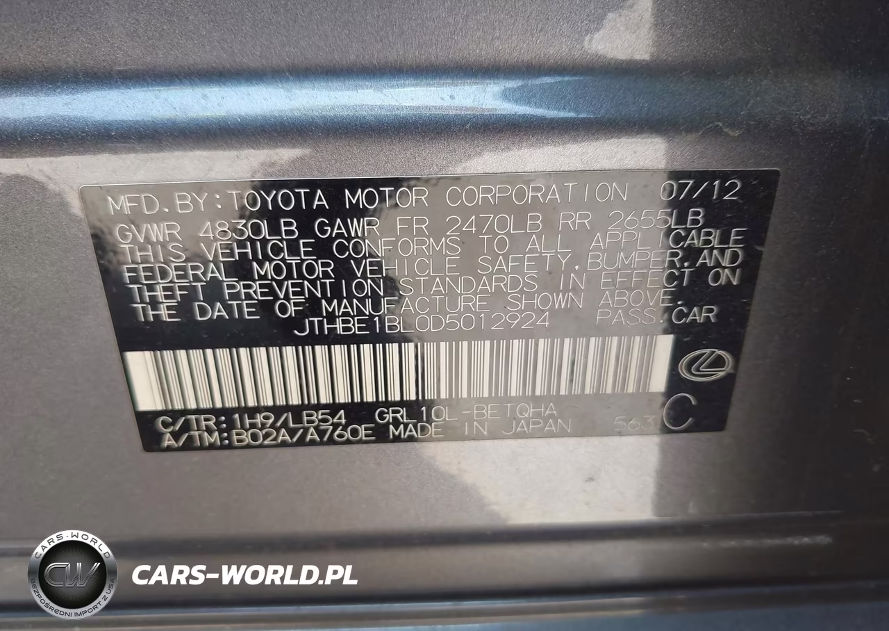 2013 Lexus Gs 350 VIN:JTHBE1BL0D5012924 - 9