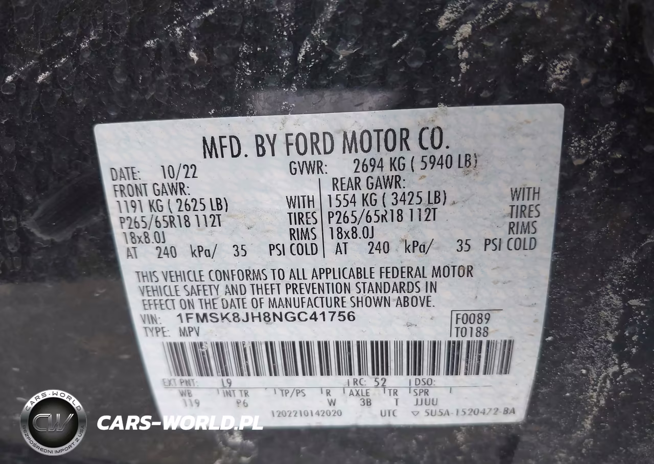 2022 Ford Explorer Timberline VIN:1FMSK8JH8NGC41756 - 9