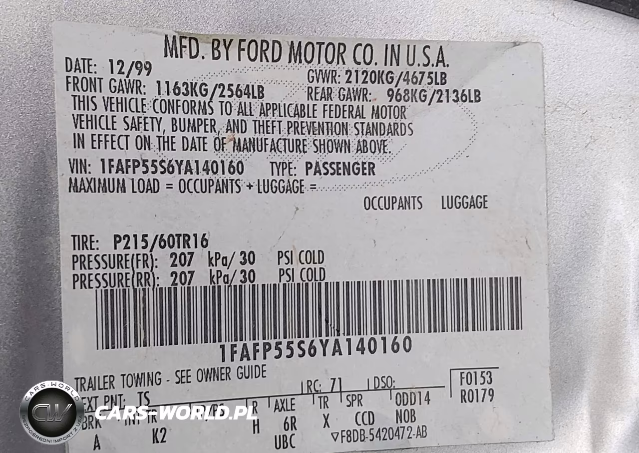 2000 Ford Taurus Ses VIN:1FAFP55S6YA140160 - 9