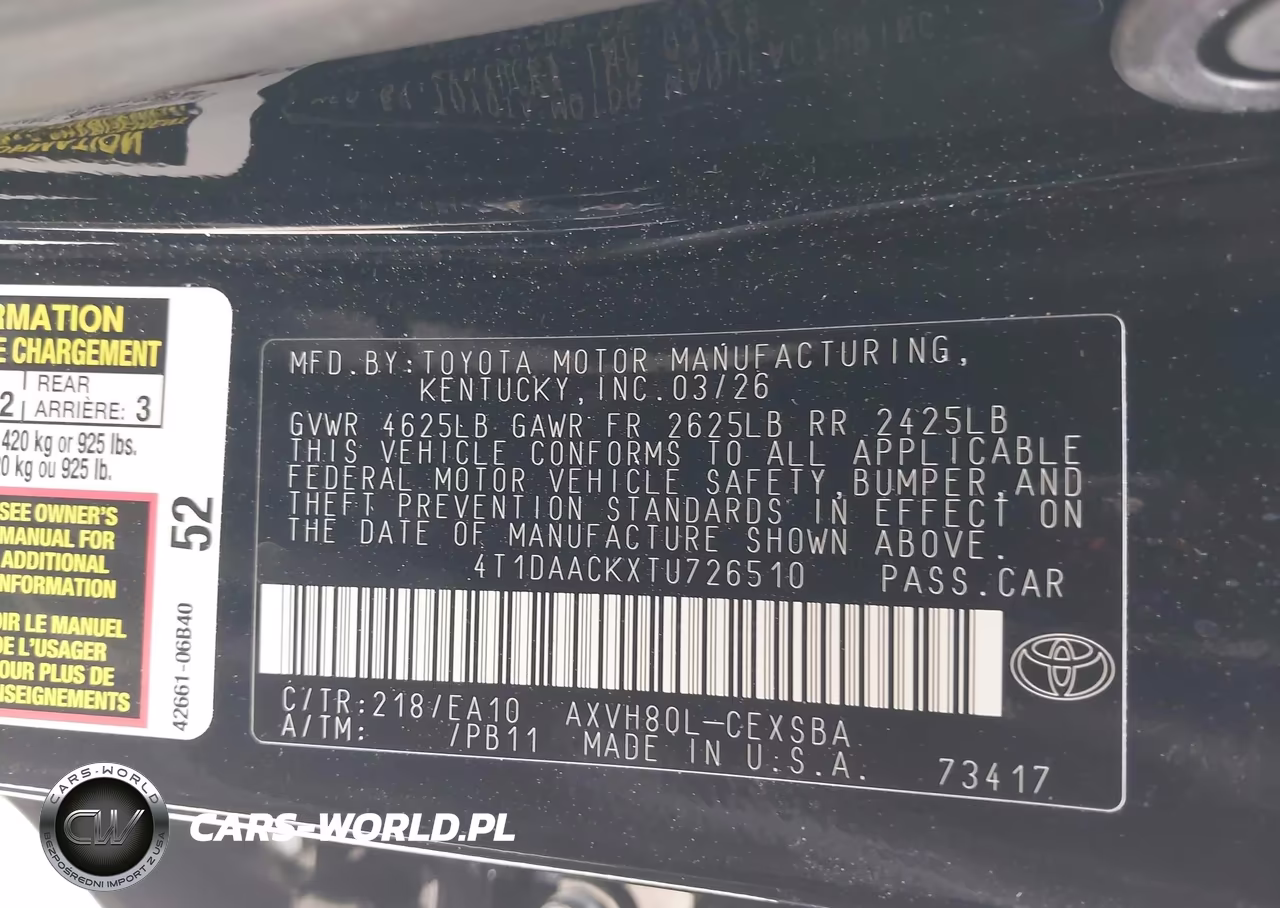 2026 Toyota Camry Se VIN:4T1DAACKXTU726510 - 9