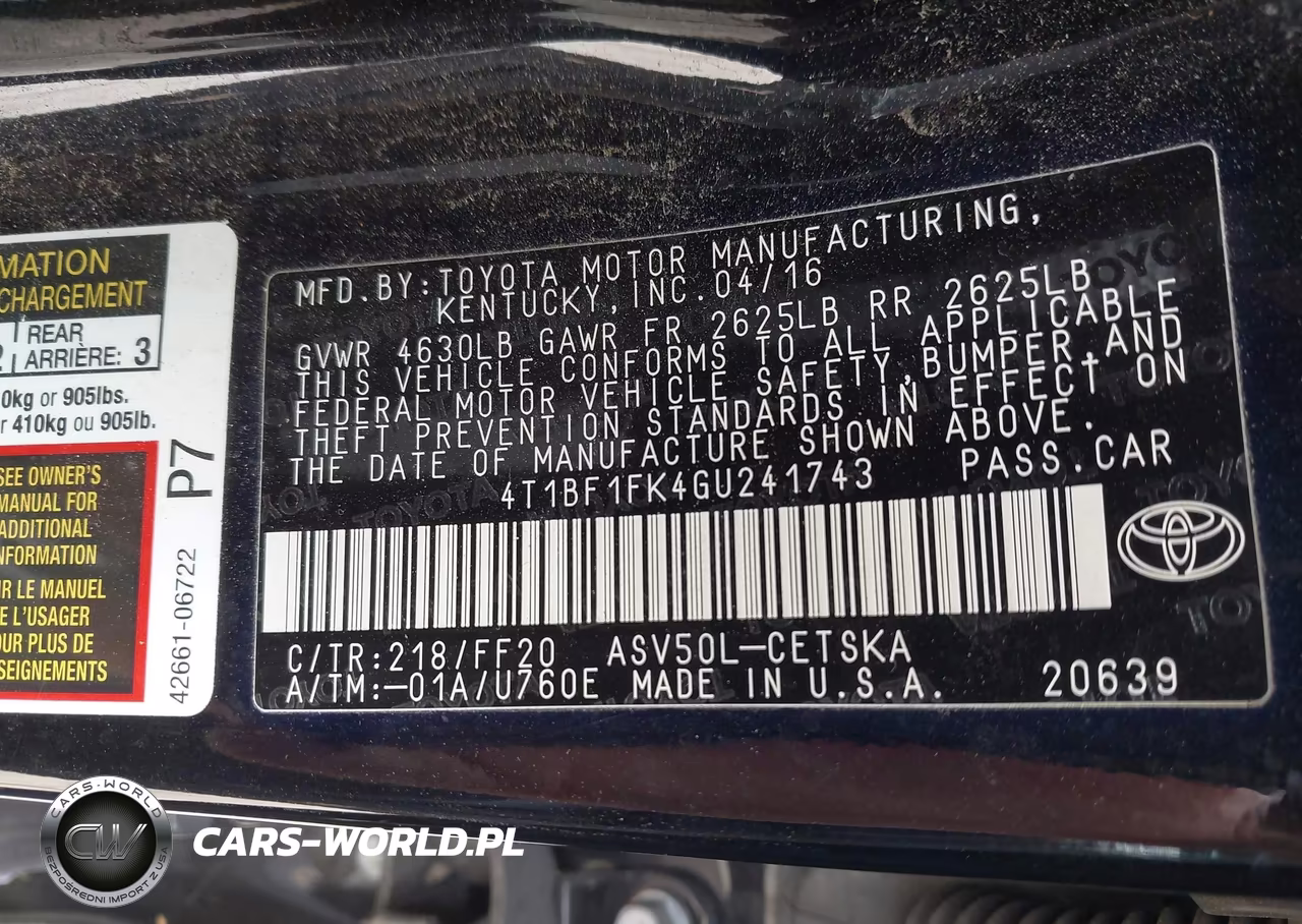 2016 Toyota Camry Se VIN:4T1BF1FK4GU241743 - 9