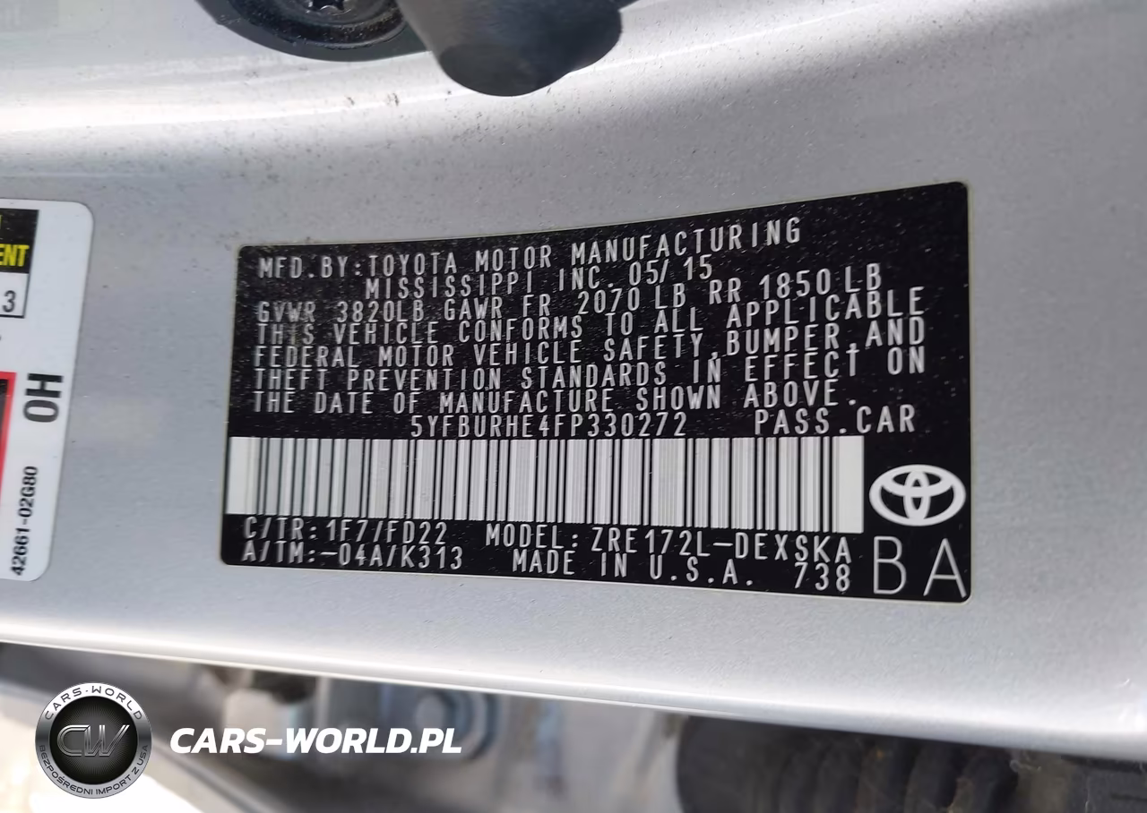 2015 Toyota Corolla S Plus VIN:5YFBURHE4FP330272 - 9