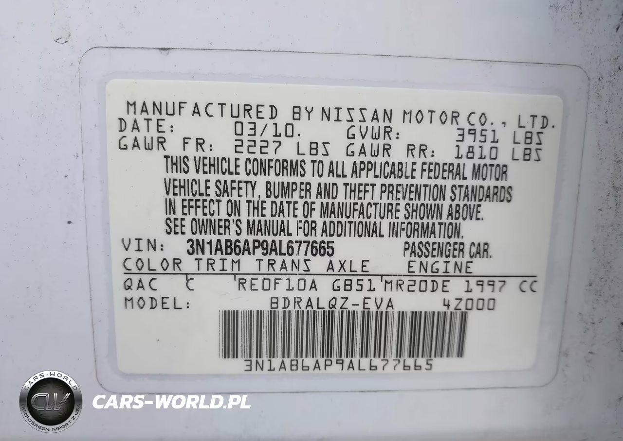 2010 Nissan Sentra 2.0 VIN:3N1AB6AP9AL677665 - 9