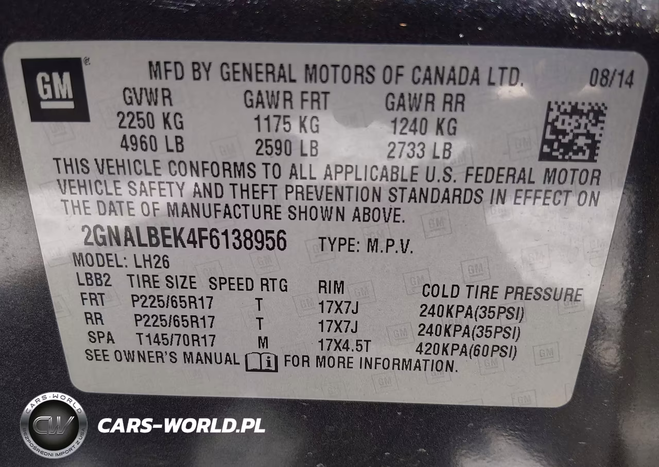 2015 Chevrolet Equinox 1Lt VIN:2GNALBEK4F6138956 - 9