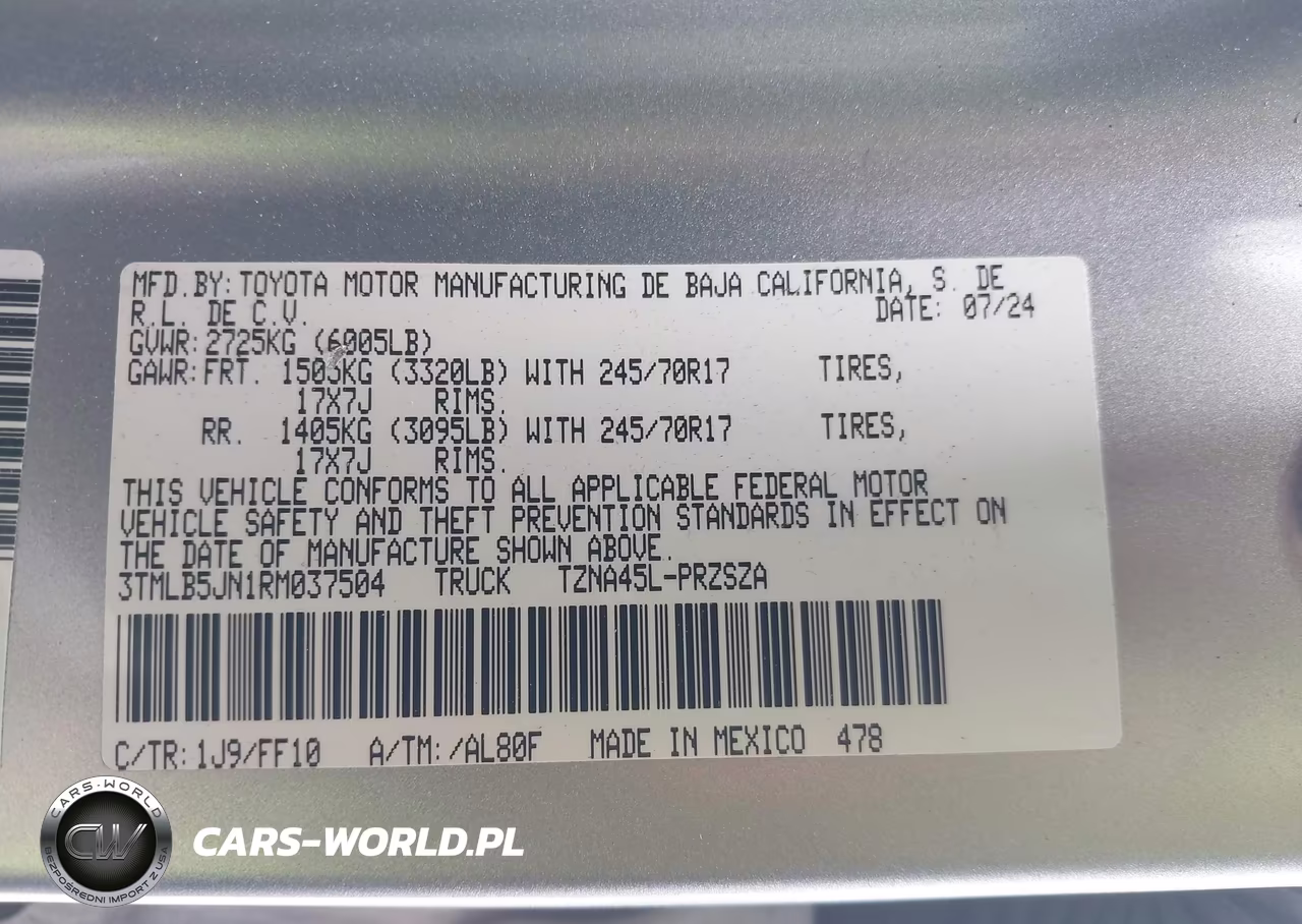2024 Toyota Tacoma Sr5 VIN:3TMLB5JN1RM037504 - 9