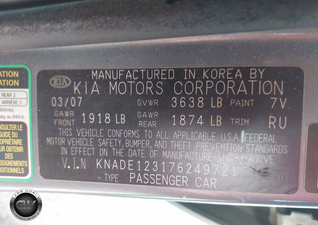 2007 Kia Rio Lx VIN:KNADE123176249721 - 9